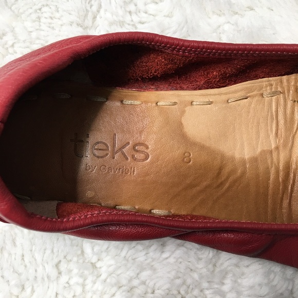 Tieks Red Leather Round Toe Flats Sise 8 - Picture 12 of 13